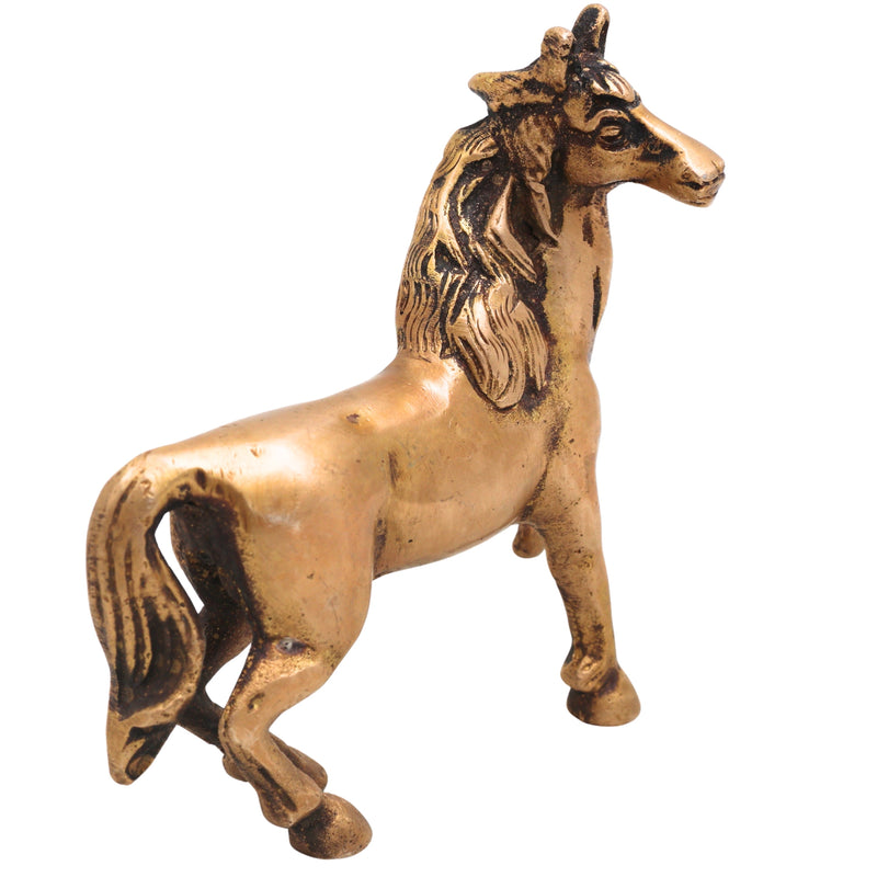 Brass Horse Sculpture for Vastu, Prosperity &amp; Premium Home Decor, Gold, 4 Inch, 1 Piece