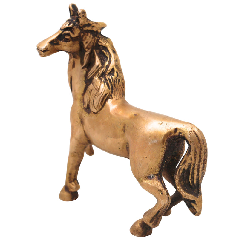 Brass Horse Sculpture for Vastu, Prosperity &amp; Premium Home Decor, Gold, 4 Inch, 1 Piece