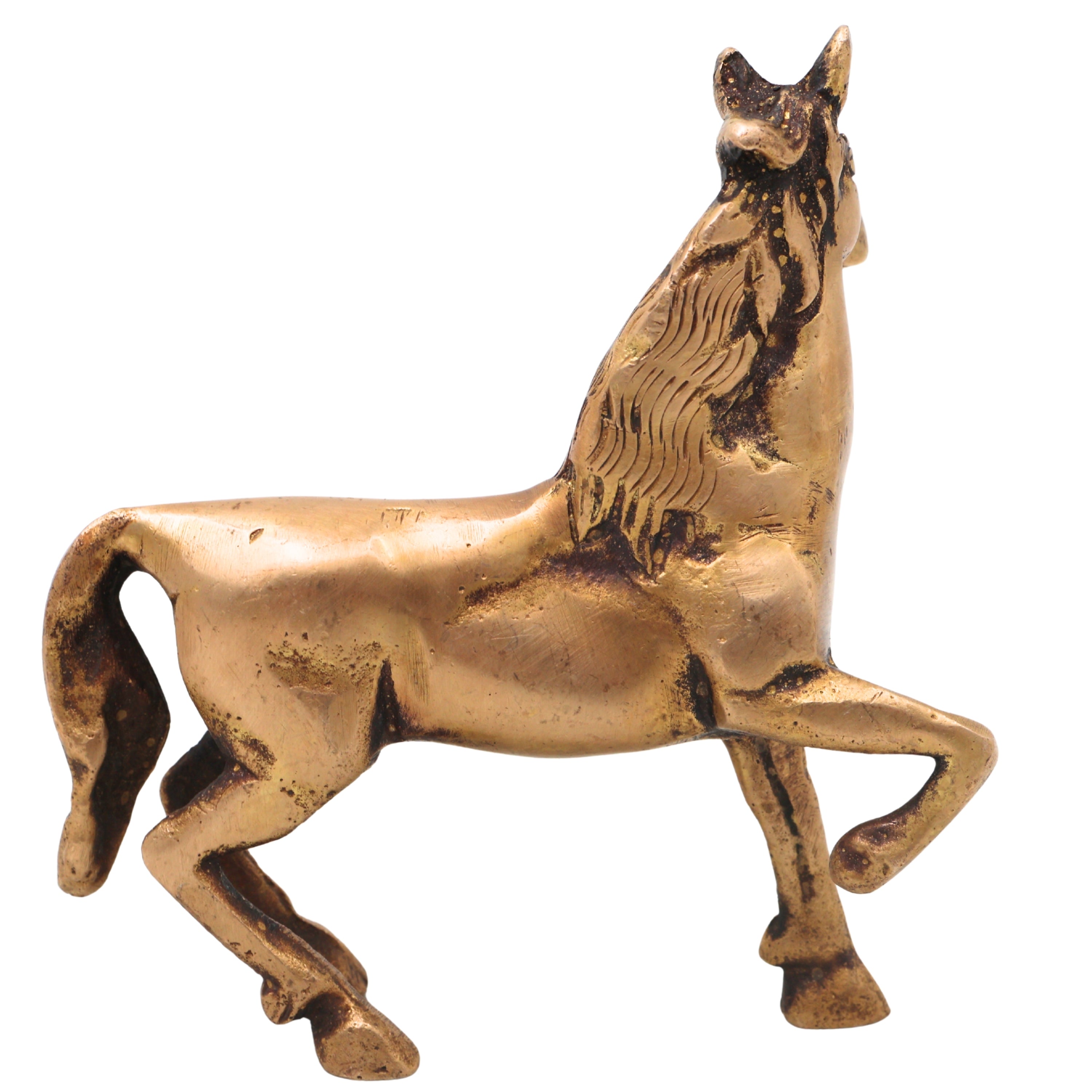 Brass Horse Sculpture for Vastu, Prosperity &amp; Premium Home Decor, Gold, 4 Inch, 1 Piece