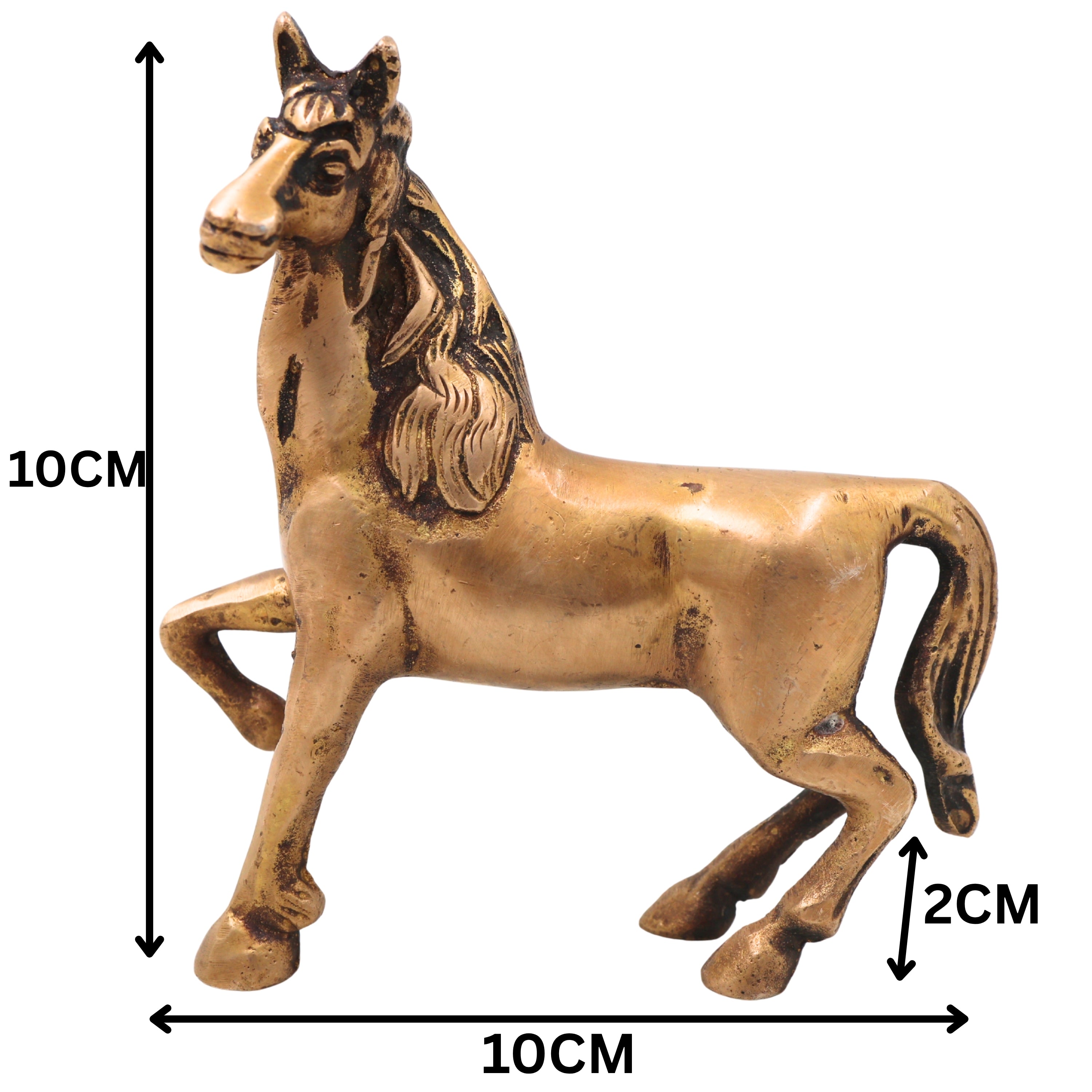 Brass Horse Sculpture for Vastu, Prosperity &amp; Premium Home Decor, Gold, 4 Inch, 1 Piece