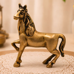 Brass Horse Sculpture for Vastu, Prosperity &amp; Premium Home Decor, Gold, 4 Inch, 1 Piece