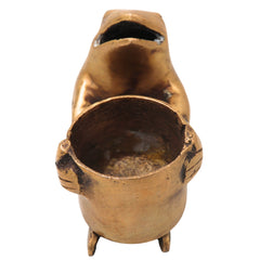 Brass Frog Candle Holder Handmade Traditional Deepam for Pooja Home Decor Vastu & Spiritual Gifting, Gold, 3 Inch, 1 Piece