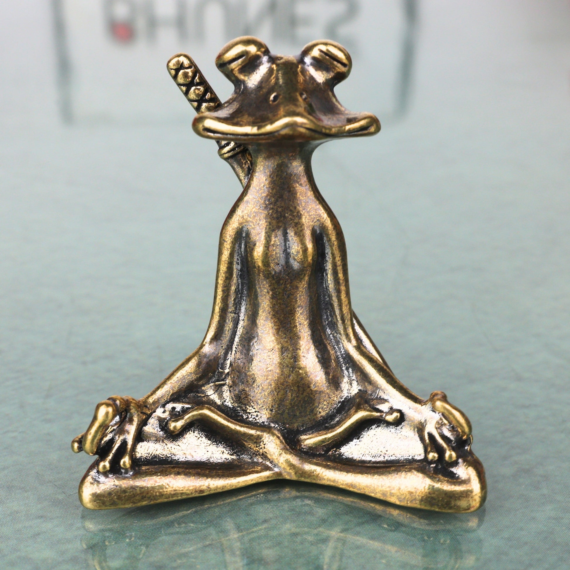 Brass Yoga Frog Sculpture for Vastu, Meditation & Home Decor, Handcrafted Traditional Zen Frog Idol, Gold, 2 Inch, 1 Piece