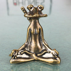 Brass Yoga Frog Sculpture for Vastu, Meditation & Home Decor, Handcrafted Traditional Zen Frog Idol, Gold, 2 Inch, 1 Piece