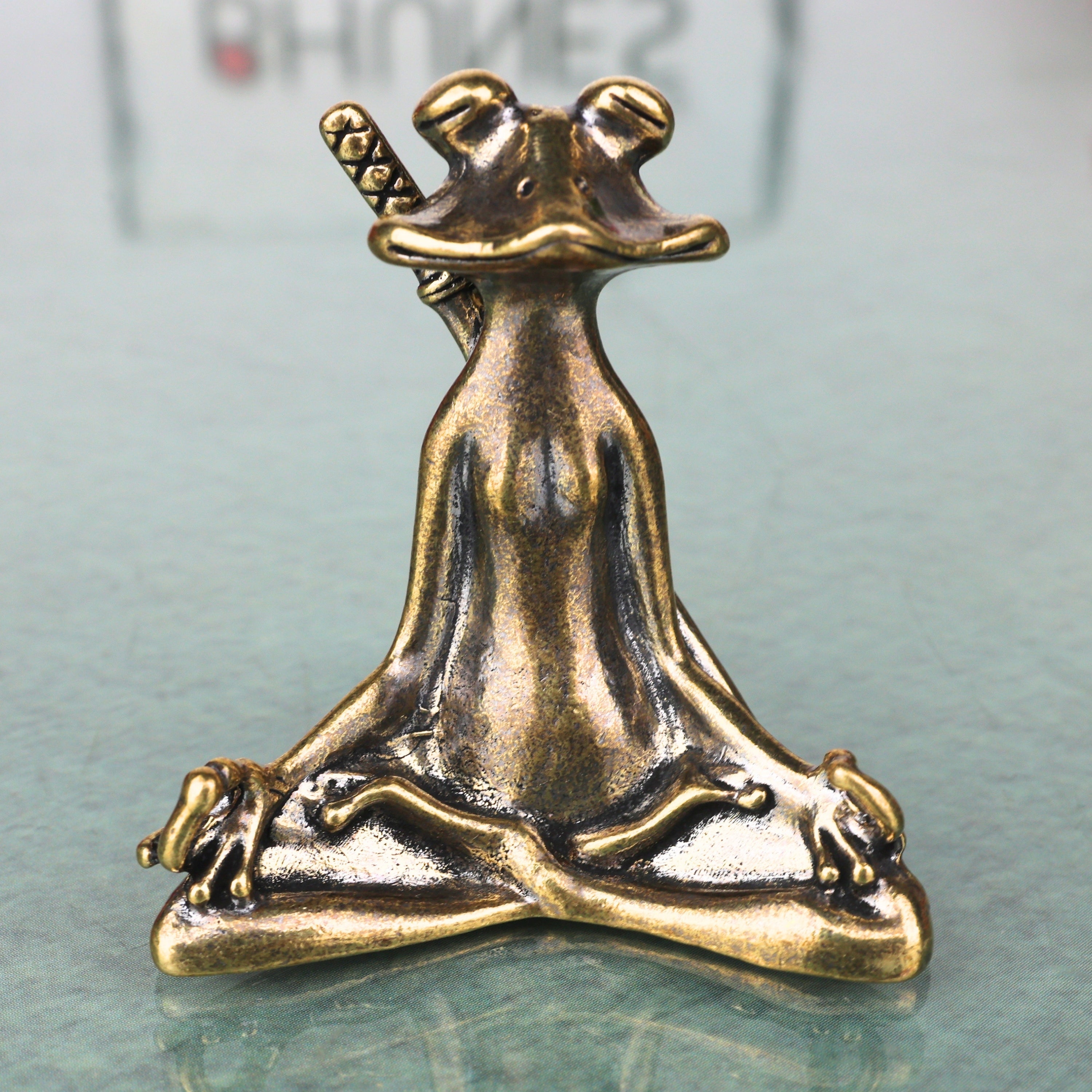 Brass Yoga Frog Sculpture for Vastu, Meditation & Home Decor, Handcrafted Traditional Zen Frog Idol, Gold, 2 Inch, 1 Piece