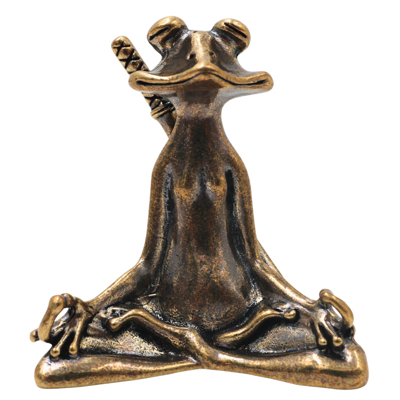 Brass Yoga Frog Sculpture for Vastu, Meditation & Home Decor, Handcrafted Traditional Zen Frog Idol, Gold, 2 Inch, 1 Piece