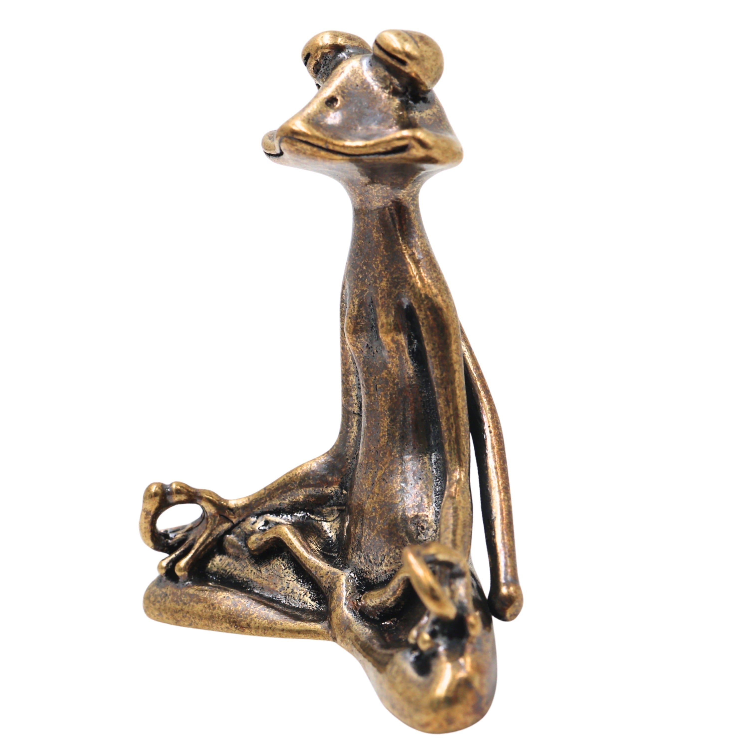 Brass Yoga Frog Sculpture for Vastu, Meditation & Home Decor, Handcrafted Traditional Zen Frog Idol, Gold, 2 Inch, 1 Piece