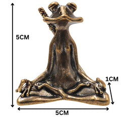 Brass Yoga Frog Sculpture for Vastu, Meditation & Home Decor, Handcrafted Traditional Zen Frog Idol, Gold, 2 Inch, 1 Piece