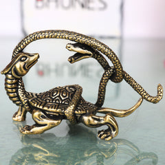Brass Naag Kurma Tortoise Showpiece for Vastu Pooja Home Decor Gifting Traditional Handcrafted Idol, Gold, 1.5 Inch, 1 Piece