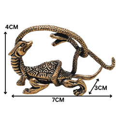 Brass Naag Kurma Tortoise Showpiece for Vastu Pooja Home Decor Gifting Traditional Handcrafted Idol, Gold, 1.5 Inch, 1 Piece