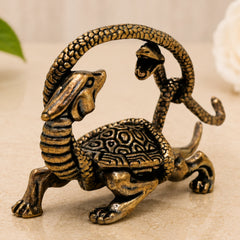 Brass Naag Kurma Tortoise Showpiece for Vastu Pooja Home Decor Gifting Traditional Handcrafted Idol, Gold, 1.5 Inch, 1 Piece
