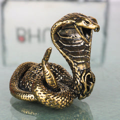 Brass Naga Snake Idol for Pooja, Handcrafted Traditional Sarpa Murti Home Decor & Spiritual Gifting, Gold, 1.5 Inch, 1 Piece