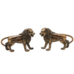 Brass Lion Set of 2 Simha Sculpture Traditional Handcrafted Vastu Pooja Home Decor Gift Statue, Gold, 2 Inch, 1 Piece