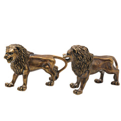 Brass Lion Set of 2 Simha Sculpture Traditional Handcrafted Vastu Pooja Home Decor Gift Statue, Gold, 2 Inch, 1 Piece