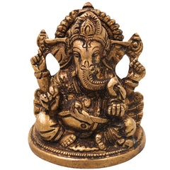 Ganesha Brass Ganesha Ganapati Vinayaka Idol for Pooja Home Decor Gifting, Traditional Handcrafted Chola Murti, Gold, 3 Inch, 1 Piece