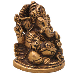 Ganesha Brass Ganesha Ganapati Vinayaka Idol for Pooja Home Decor Gifting, Traditional Handcrafted Chola Murti, Gold, 3 Inch, 1 Piece