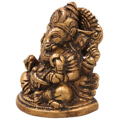 Ganesha Brass Ganesha Ganapati Vinayaka Idol for Pooja Home Decor Gifting, Traditional Handcrafted Chola Murti, Gold, 3 Inch, 1 Piece