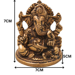 Ganesha Brass Ganesha Ganapati Vinayaka Idol for Pooja Home Decor Gifting, Traditional Handcrafted Chola Murti, Gold, 3 Inch, 1 Piece