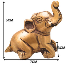 Brass Baby Elephant Idol Bala Gaja Peetal Figurine for Vastu Pooja Home Decor Traditional Handcrafted Gift, Gold, 2.5 Inch, 1 Piece