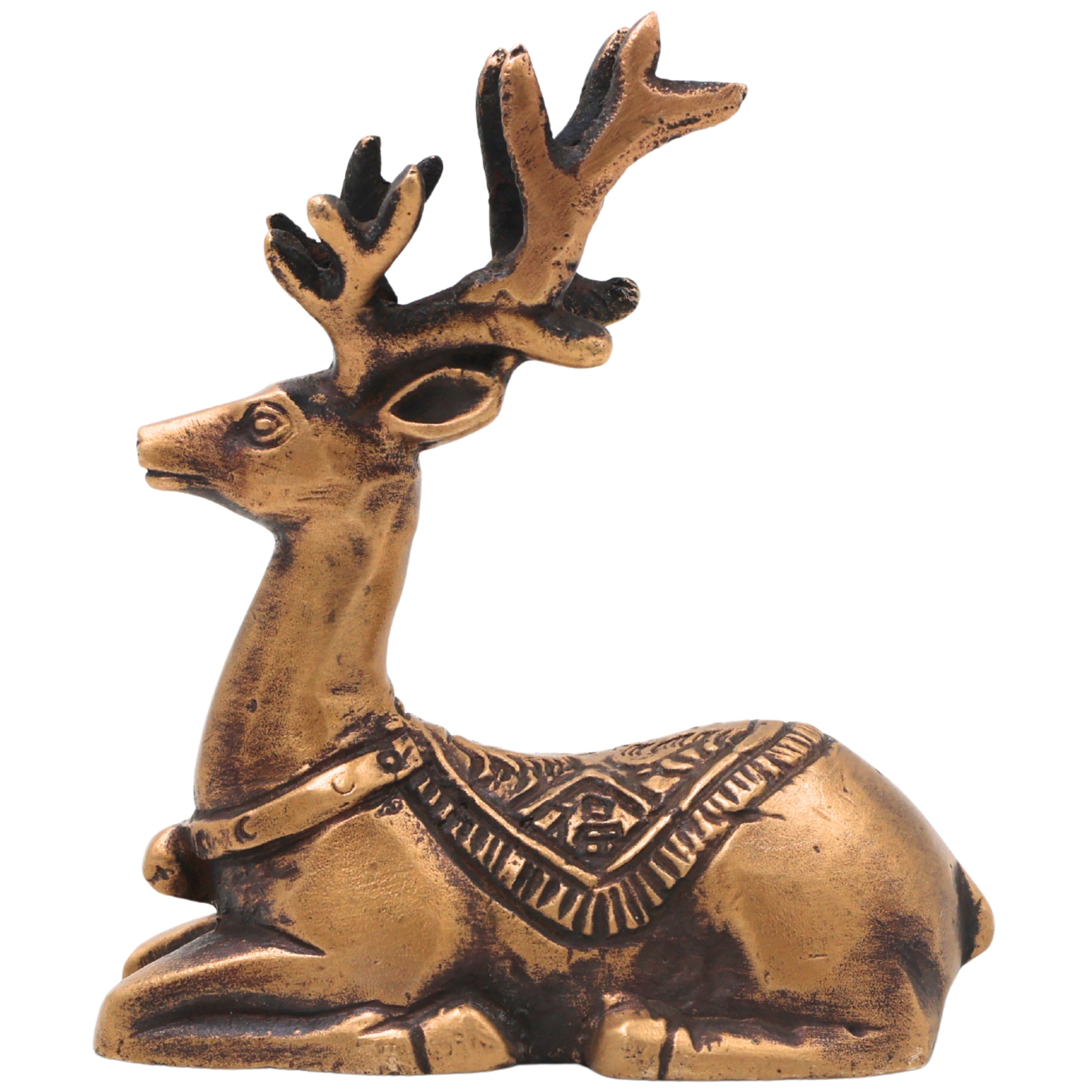 Brass Deer Statue Handcrafted Traditional Mriga Sculpture for Vastu Pooja Home Decor & Gifting, Gold, 3 Inch, 1 Piece
