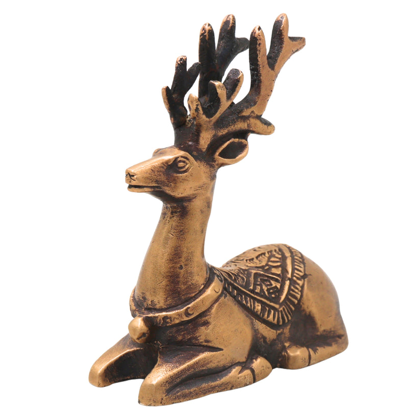 Brass Deer Statue Handcrafted Traditional Mriga Sculpture for Vastu Pooja Home Decor & Gifting, Gold, 3 Inch, 1 Piece