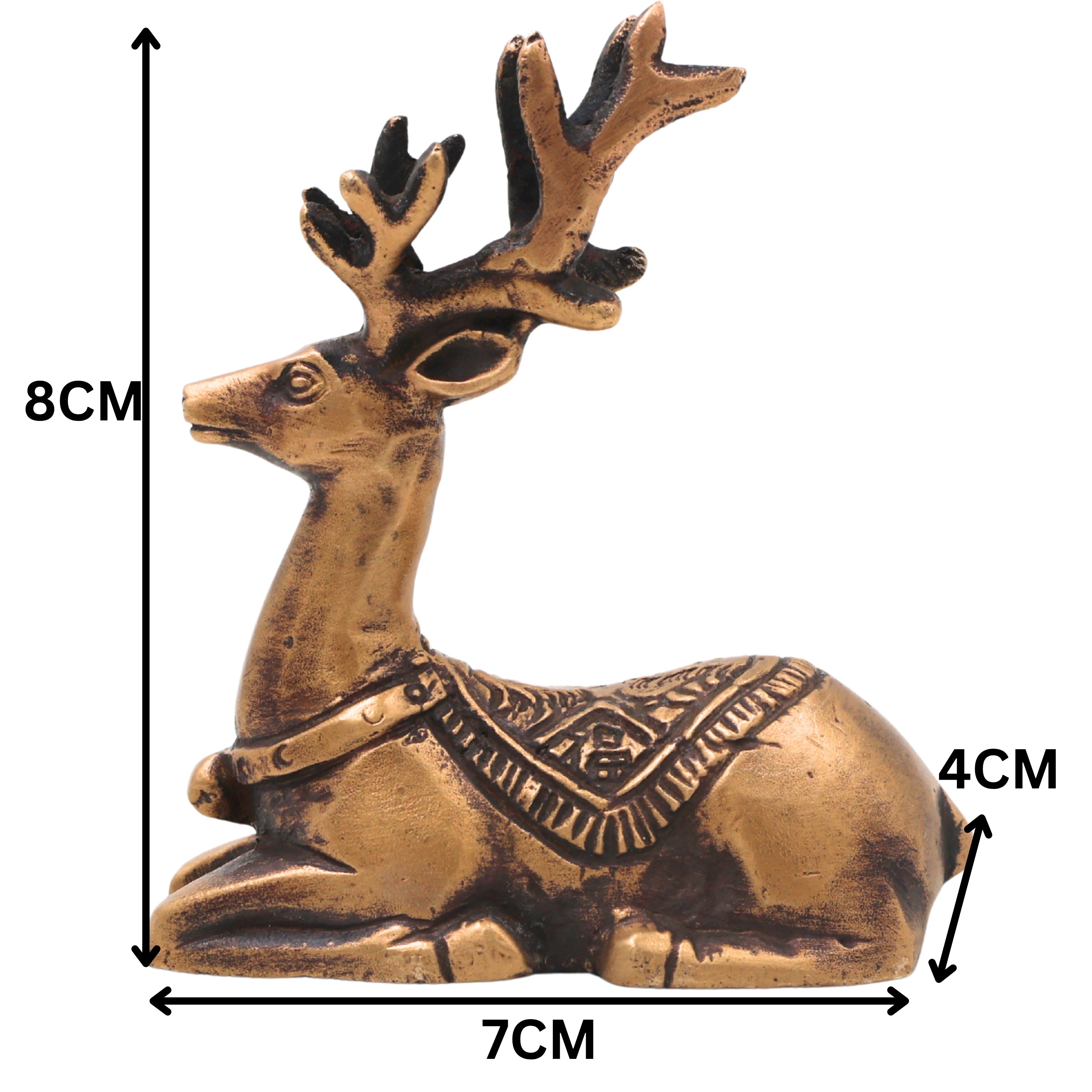Brass Deer Statue Handcrafted Traditional Mriga Sculpture for Vastu Pooja Home Decor & Gifting, Gold, 3 Inch, 1 Piece