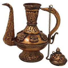 Handcrafted Chola Brass Kettle Traditional Tea Pot Water Vessel for Home Decor, Collectors & Gifting, Gold, 7 Inch, 1 Piece