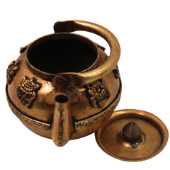 Brass Kettle Peetal Tea Pot Handcrafted Traditional Chola Style Pooja Home Decor Gifting Vessel, Gold, 6.5 Inch, 1 Piece