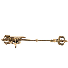 Brass Axe With Vajra Vajrayudha Traditional Handcrafted Spiritual Pooja Home Decor Gift Artifact, Gold, 13 Inch, 1 Piece