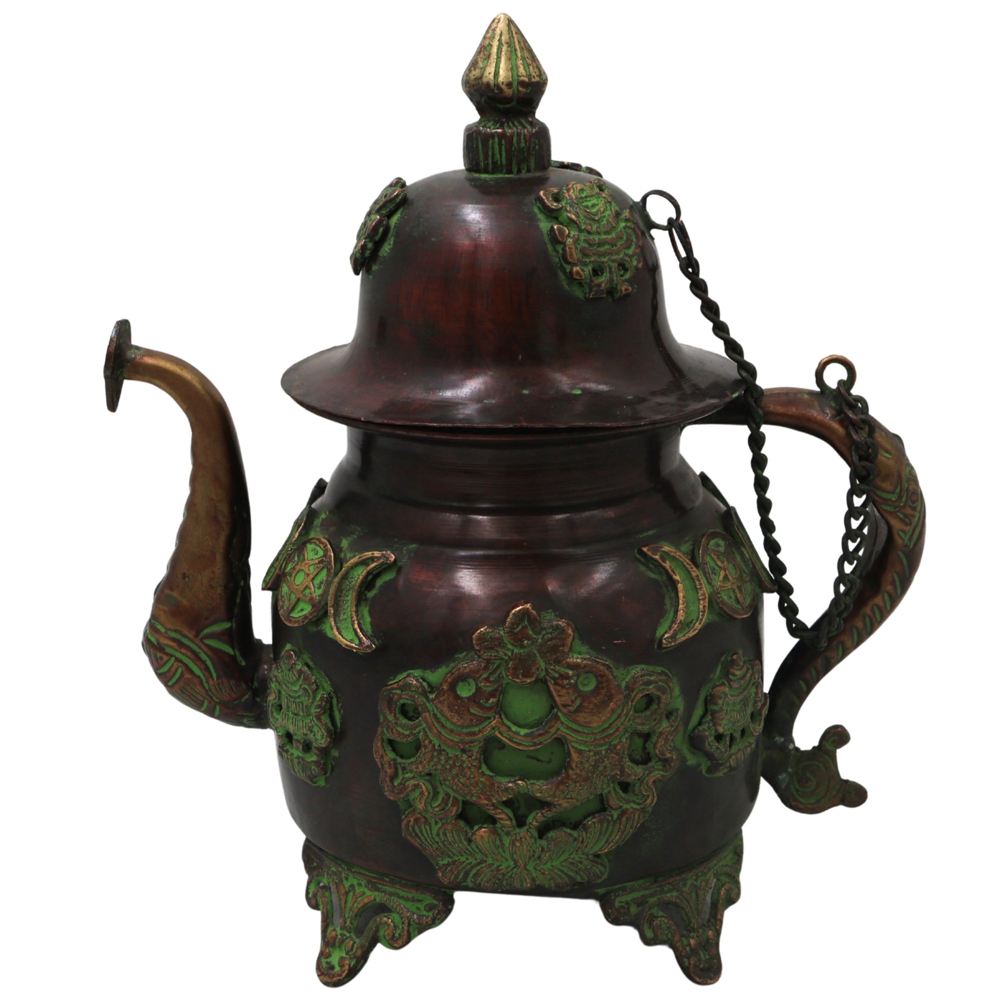 Brass Kettle Handcrafted Traditional Peetal Ketli for Pooja Home Decor Temple Serving & Festive Gifting, Brown, 8.5 Inch, 1 Piece
