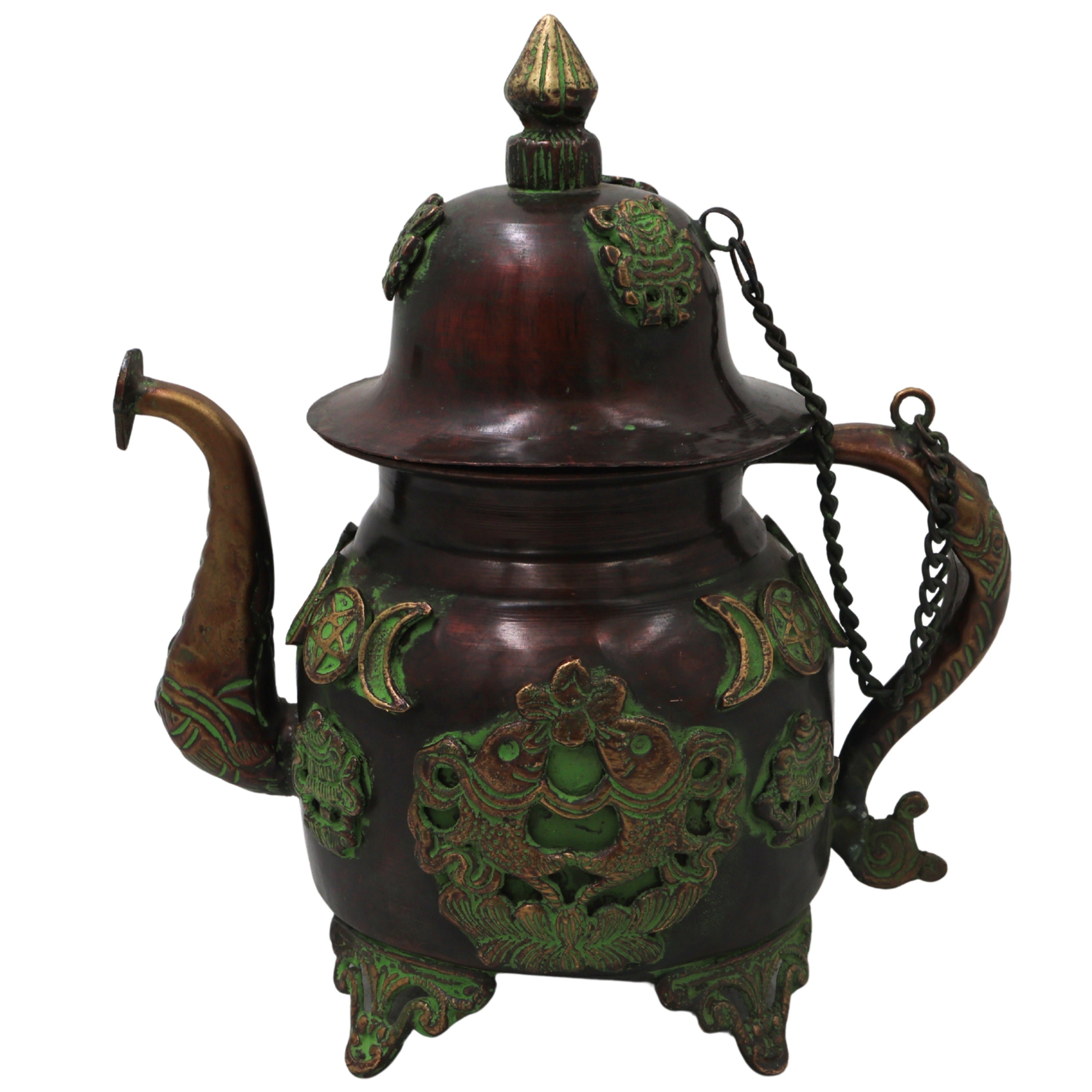 Brass Kettle Handcrafted Traditional Peetal Ketli for Pooja Home Decor Temple Serving & Festive Gifting, Brown, 8.5 Inch, 1 Piece