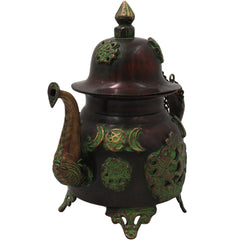 Brass Kettle Handcrafted Traditional Peetal Ketli for Pooja Home Decor Temple Serving & Festive Gifting, Brown, 8.5 Inch, 1 Piece
