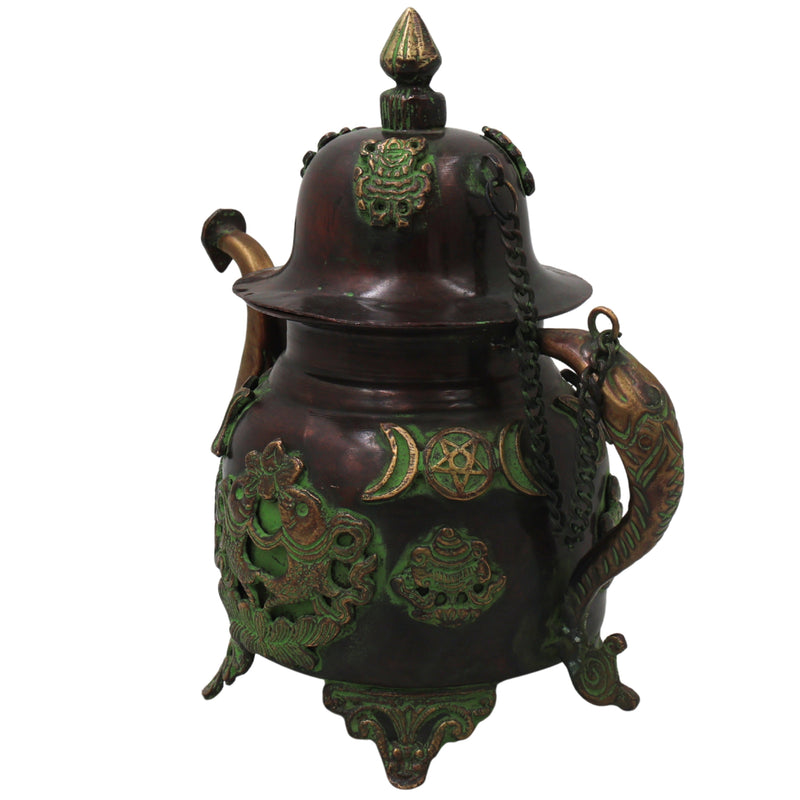 Brass Kettle Handcrafted Traditional Peetal Ketli for Pooja Home Decor Temple Serving & Festive Gifting, Brown, 8.5 Inch, 1 Piece