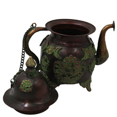 Brass Kettle Handcrafted Traditional Peetal Ketli for Pooja Home Decor Temple Serving & Festive Gifting, Brown, 8.5 Inch, 1 Piece