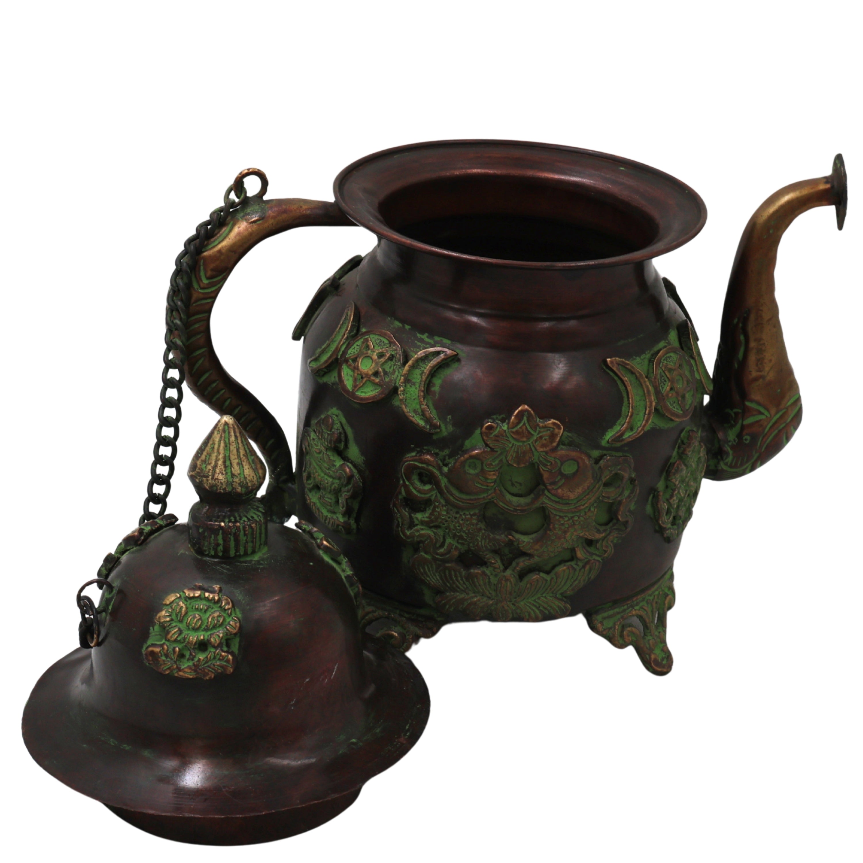 Brass Kettle Handcrafted Traditional Peetal Ketli for Pooja Home Decor Temple Serving & Festive Gifting, Brown, 8.5 Inch, 1 Piece