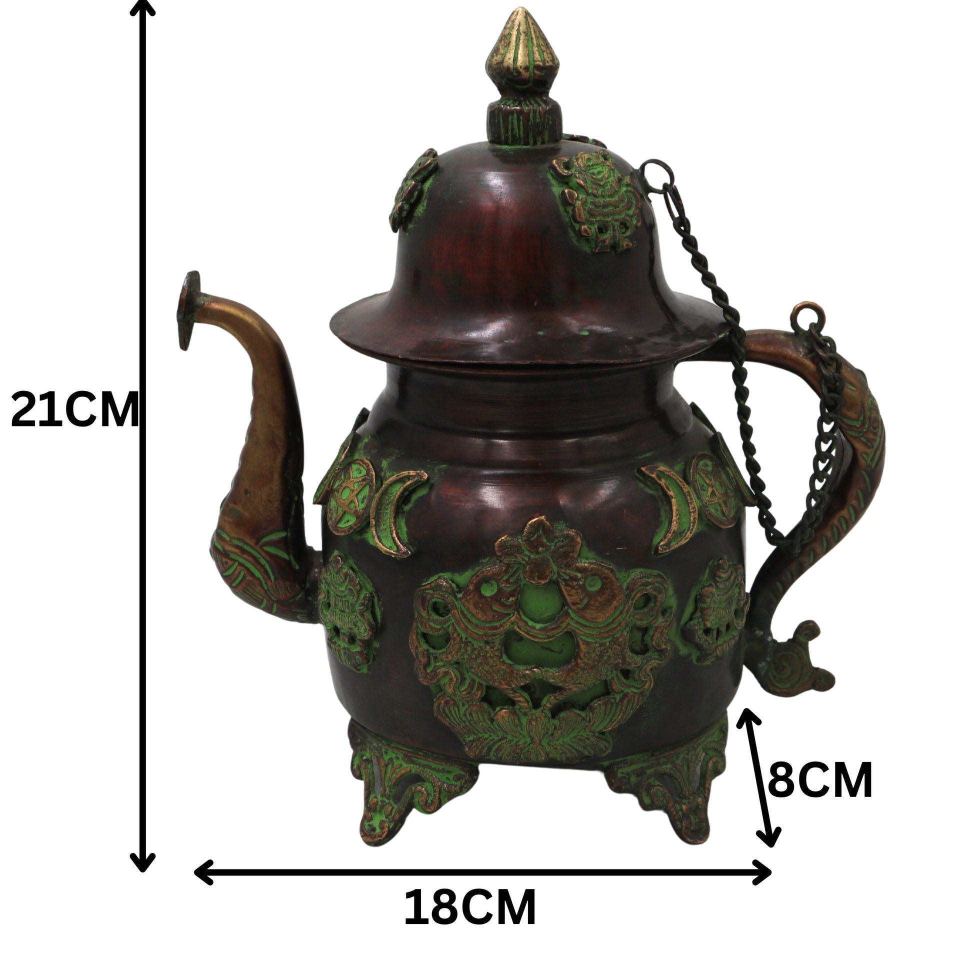 Brass Kettle Handcrafted Traditional Peetal Ketli for Pooja Home Decor Temple Serving & Festive Gifting, Brown, 8.5 Inch, 1 Piece