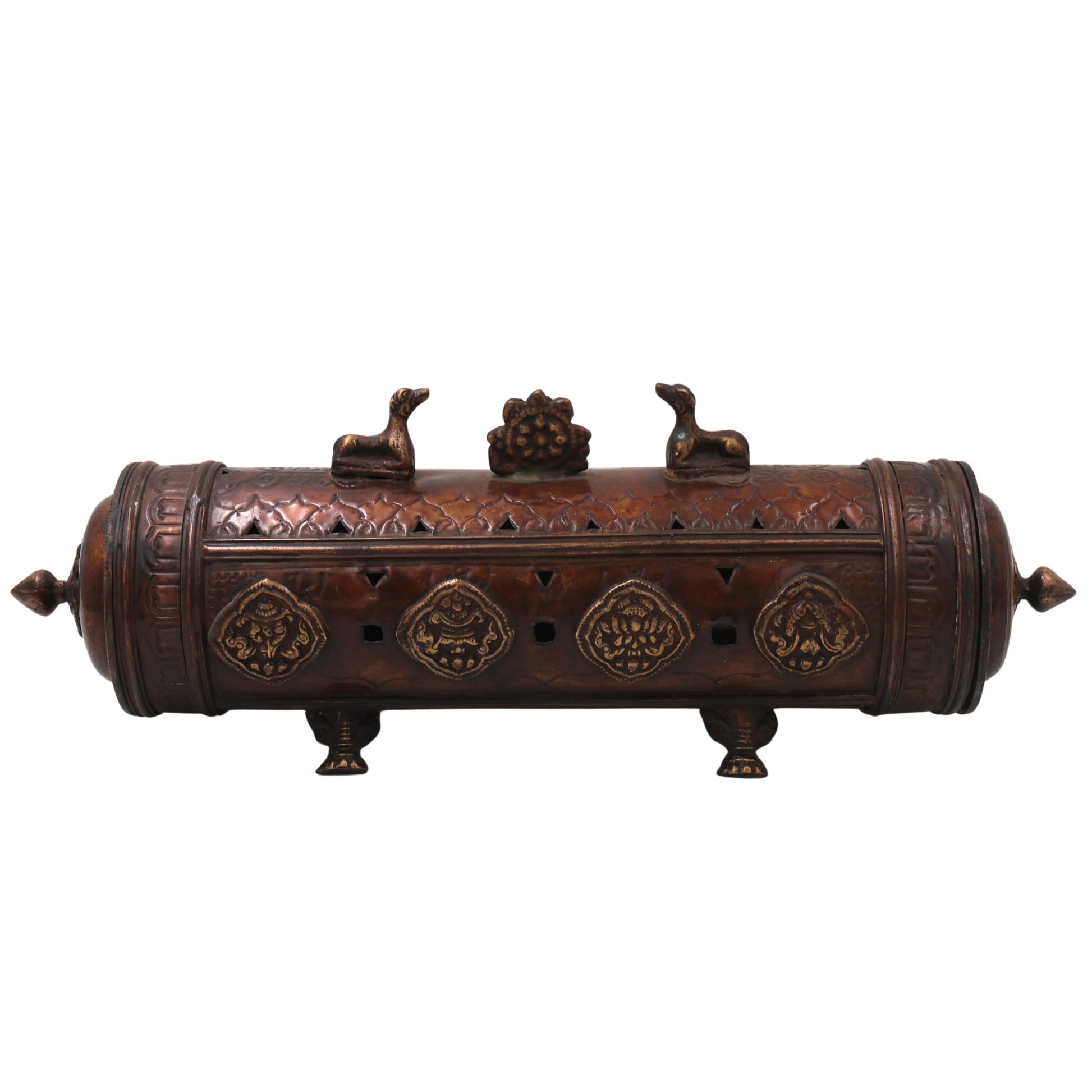 Brass Agarbatti /Letter Box Holder Handcrafted Farman Traditional Pooja Mandir Decor Spiritual Gift Stand, Brown, 12.5 Inch, 1 Piece