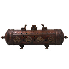 Brass Agarbatti /Letter Box Holder Handcrafted Farman Traditional Pooja Mandir Decor Spiritual Gift Stand, Brown, 12.5 Inch, 1 Piece
