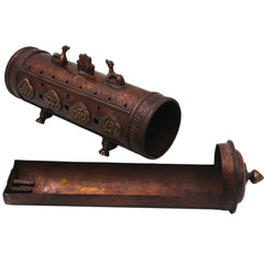 Brass Agarbatti /Letter Box Holder Handcrafted Farman Traditional Pooja Mandir Decor Spiritual Gift Stand, Brown, 12.5 Inch, 1 Piece