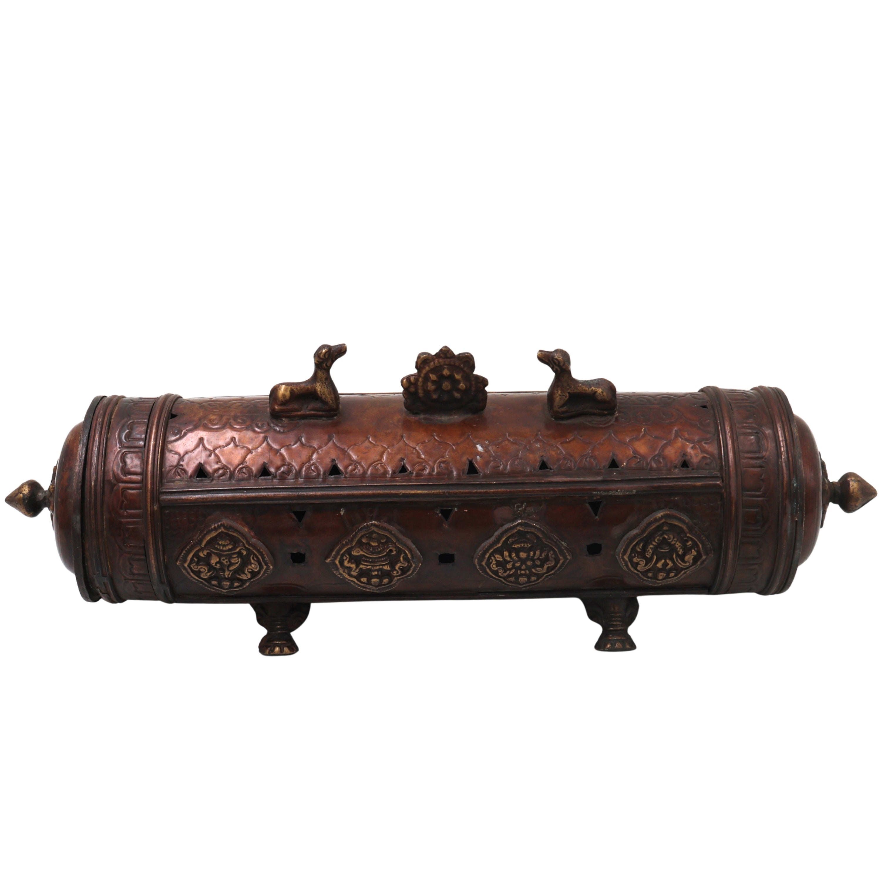 Brass Agarbatti /Letter Box Holder Handcrafted Farman Traditional Pooja Mandir Decor Spiritual Gift Stand, Brown, 12.5 Inch, 1 Piece