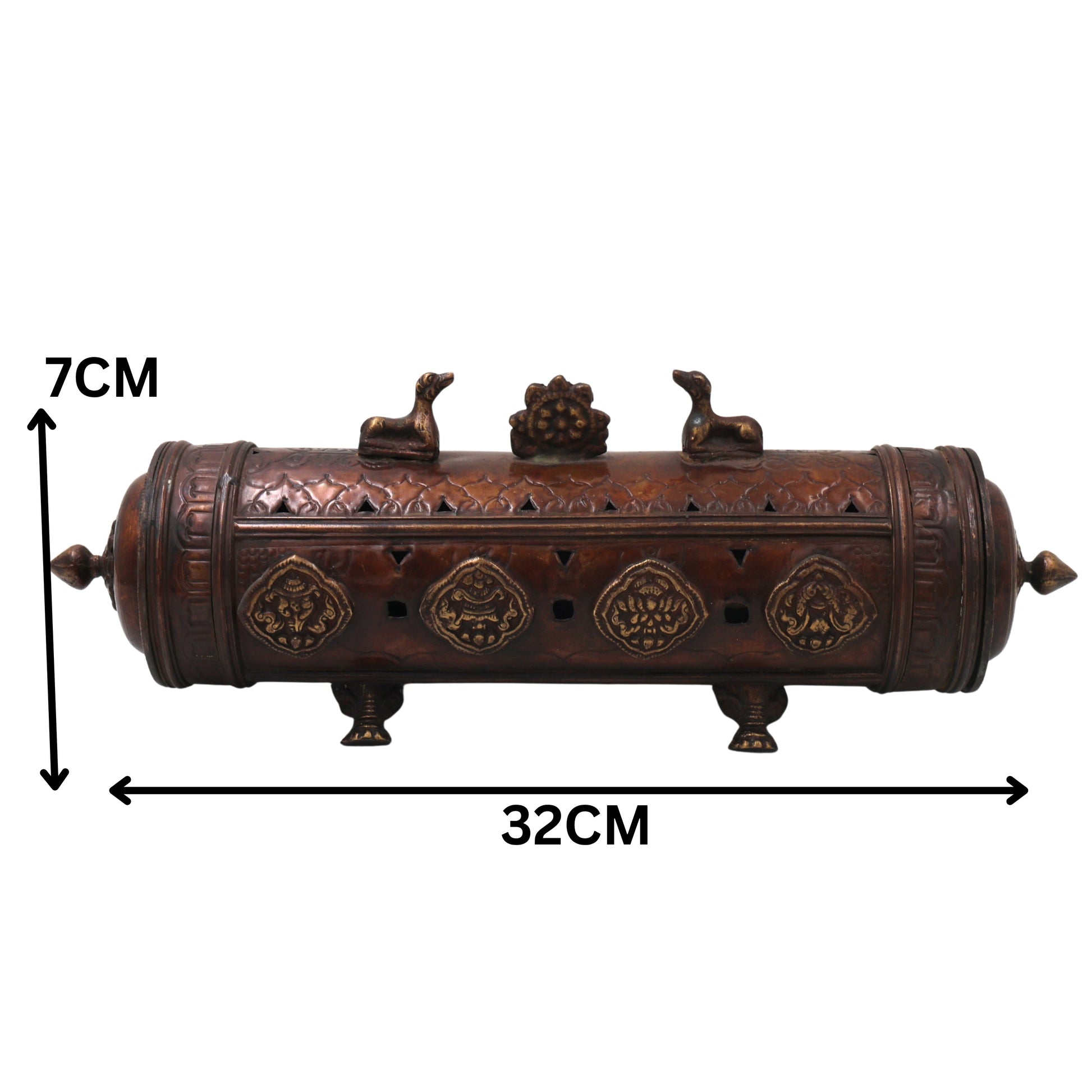 Brass Agarbatti /Letter Box Holder Handcrafted Farman Traditional Pooja Mandir Decor Spiritual Gift Stand, Brown, 12.5 Inch, 1 Piece