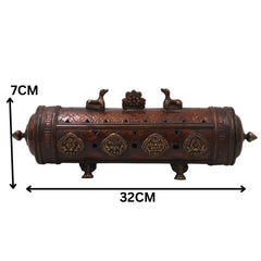 Brass Agarbatti /Letter Box Holder Handcrafted Farman Traditional Pooja Mandir Decor Spiritual Gift Stand, Brown, 12.5 Inch, 1 Piece