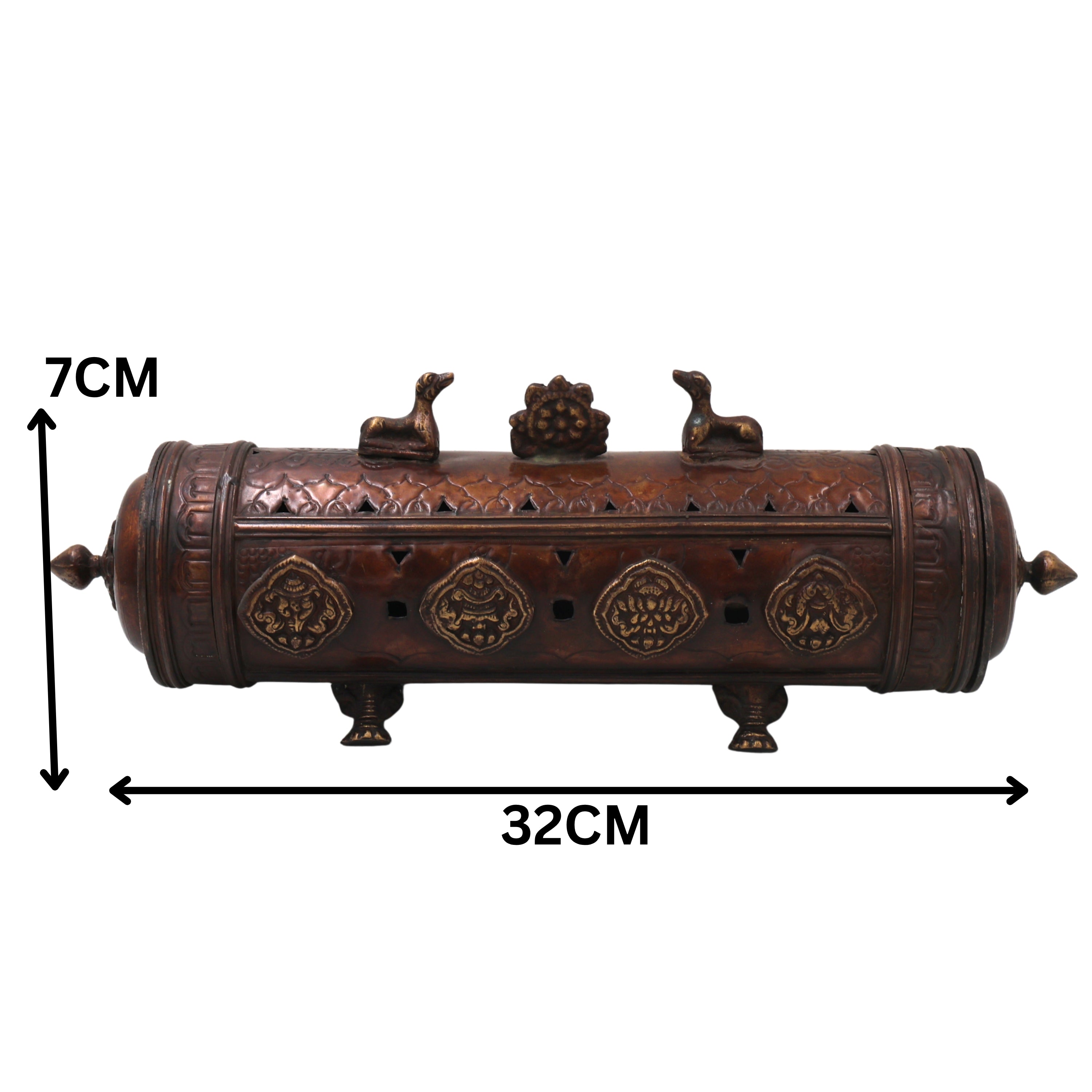 Brass Agarbatti /Letter Box Holder Handcrafted Farman Traditional Pooja Mandir Decor Spiritual Gift Stand, Brown, 12.5 Inch, 1 Piece