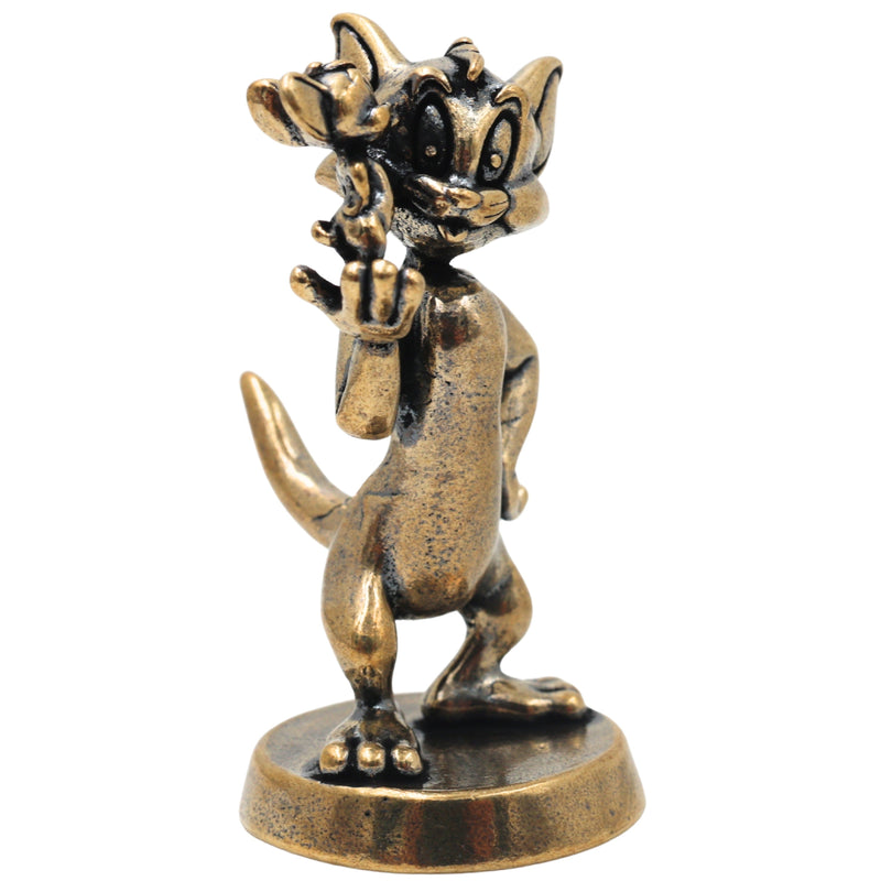 Brass Tom And Jerry Table Decorative Showpiece Handcrafted Cartoon Collectible Home Decor Gift Figurine, Gold, 2 Inch, 1 Piece