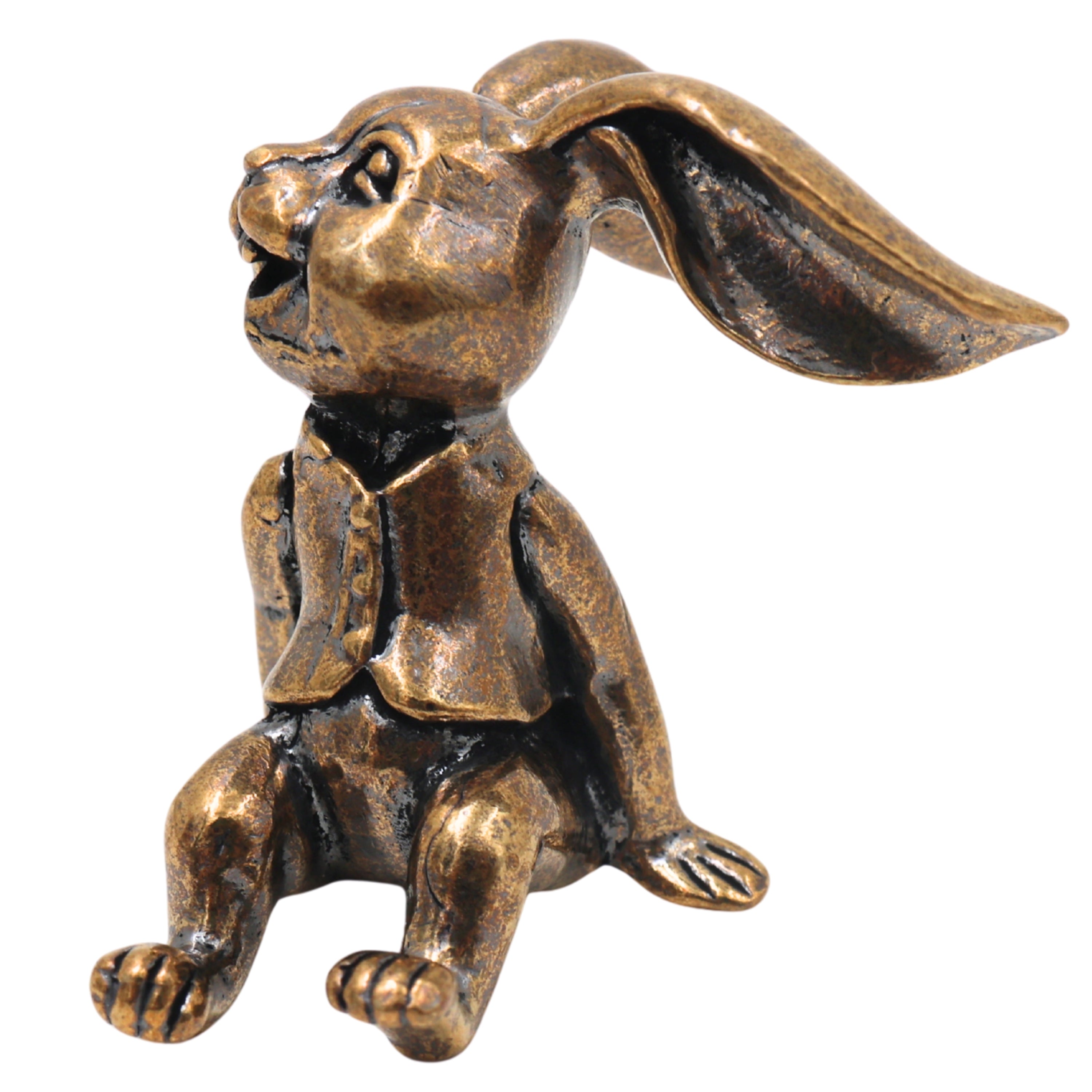 Brass Rabbit Table Decor Handcrafted Traditional Bunny Figurine Lucky Vastu Home Gift Showpiece, Gold, 1.5 Inch, 1 Piece