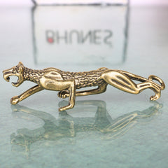Brass Leopard Panther Table Decorative Handcrafted Wildlife Sculpture for Vastu Home Decor Gifting, Gold, 1 Inch, 1 Piece