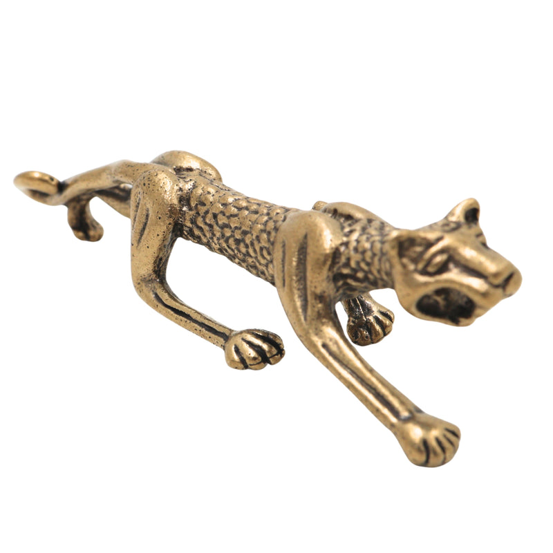 Brass Leopard Panther Table Decorative Handcrafted Wildlife Sculpture for Vastu Home Decor Gifting, Gold, 1 Inch, 1 Piece