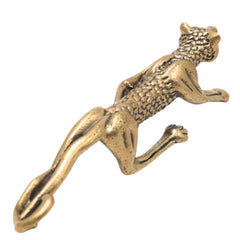 Brass Leopard Panther Table Decorative Handcrafted Wildlife Sculpture for Vastu Home Decor Gifting, Gold, 1 Inch, 1 Piece