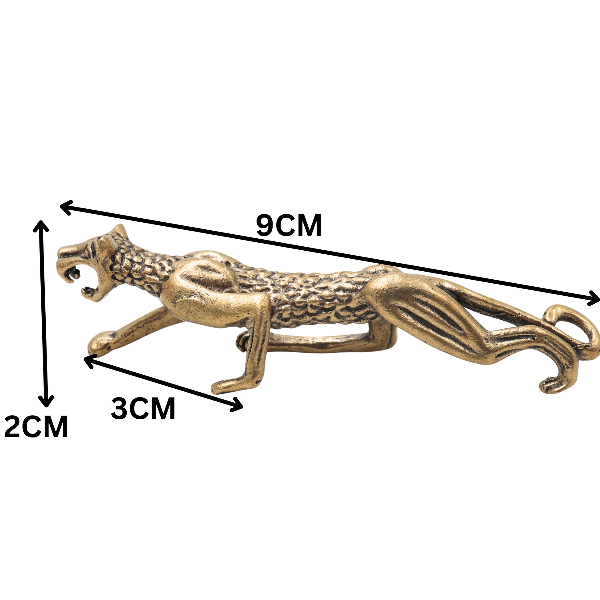 Brass Leopard Panther Table Decorative Handcrafted Wildlife Sculpture for Vastu Home Decor Gifting, Gold, 1 Inch, 1 Piece
