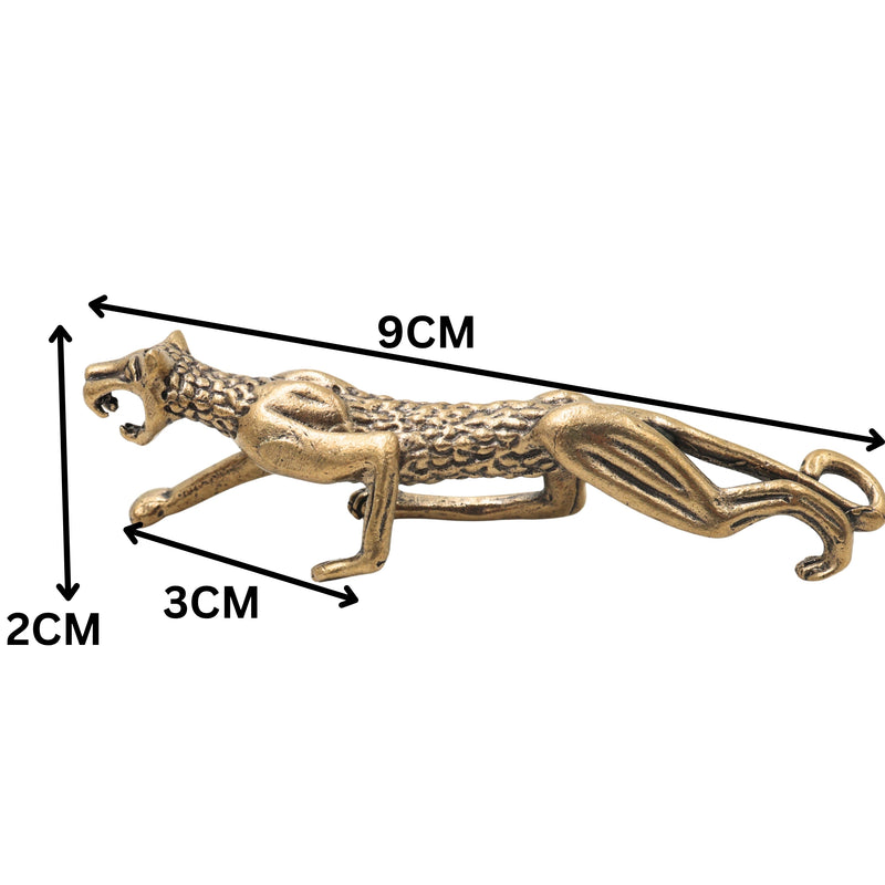Brass Leopard Panther Table Decorative Handcrafted Wildlife Sculpture for Vastu Home Decor Gifting, Gold, 1 Inch, 1 Piece